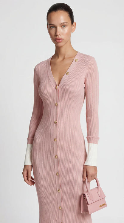 Jewel Button Fishtail Dress