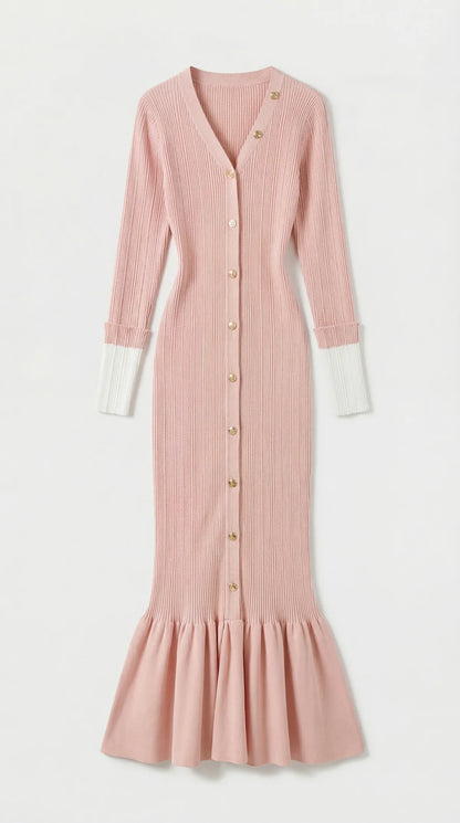 Jewel Button Fishtail Dress