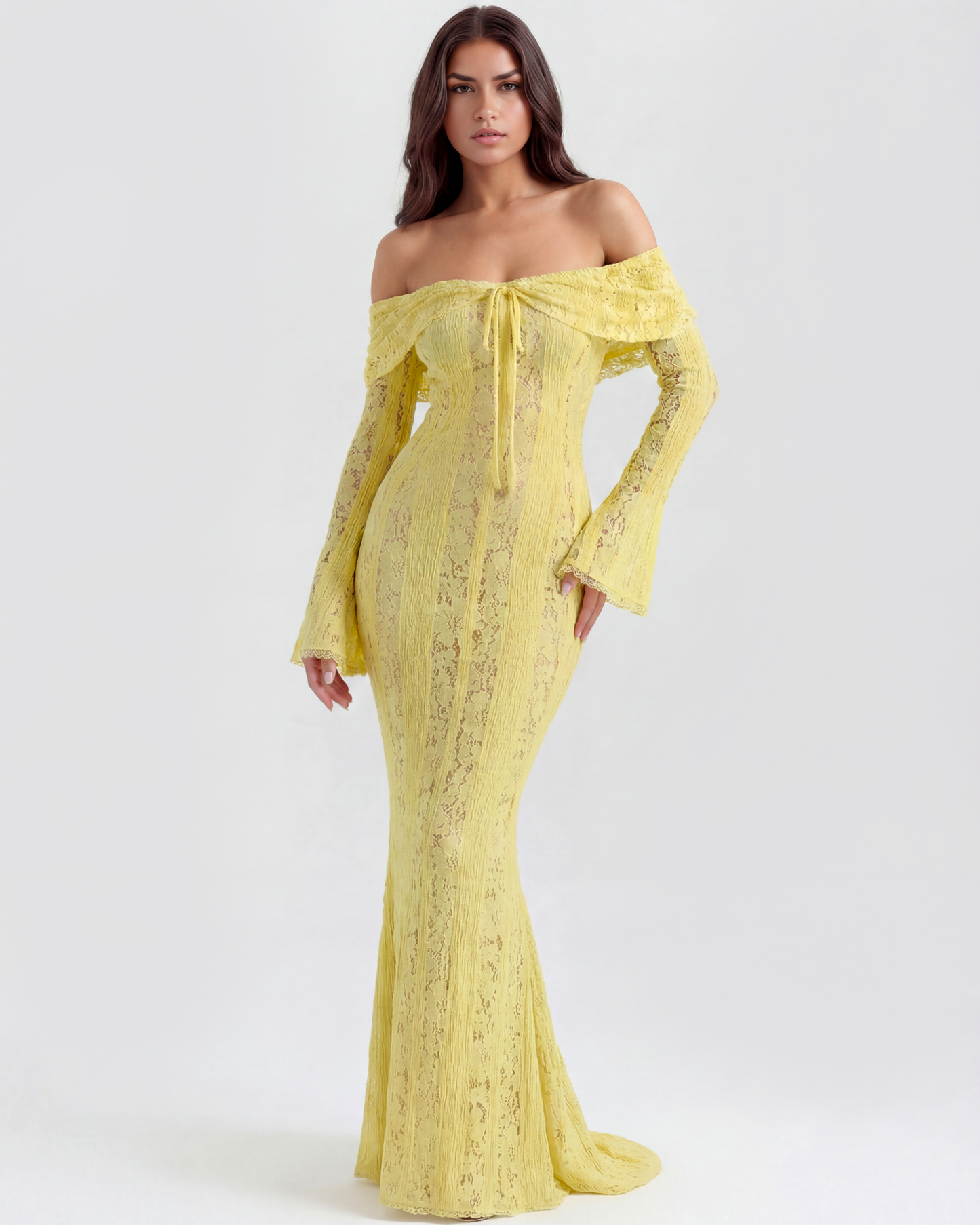 Floral Lace Off-Shoulder Maxi Dress