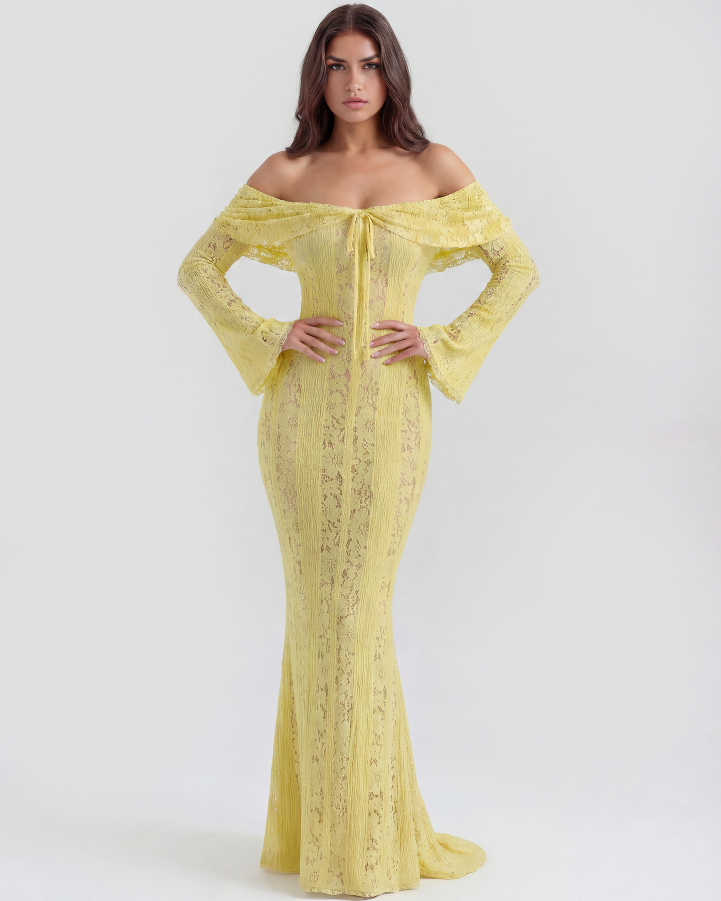 Floral Lace Off-Shoulder Maxi Dress