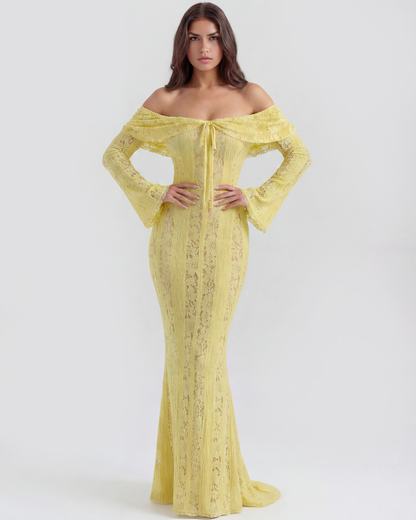 Floral Lace Off-Shoulder Maxi Dress
