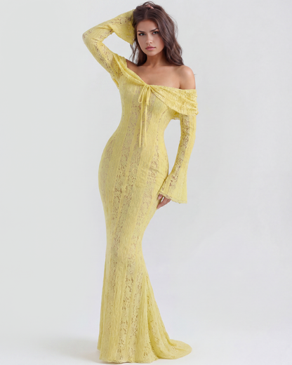 Floral Lace Off-Shoulder Maxi Dress