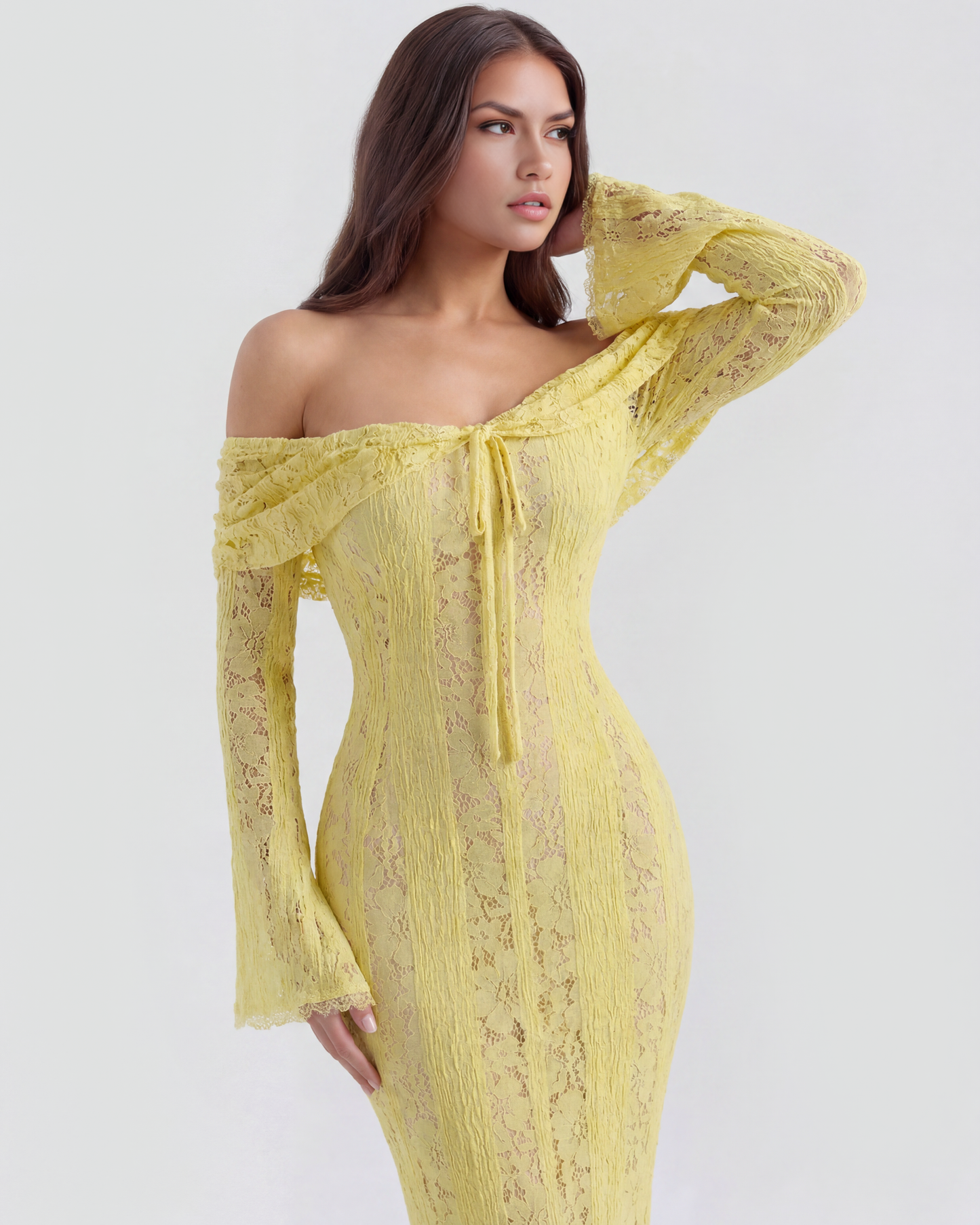 Floral Lace Off-Shoulder Maxi Dress