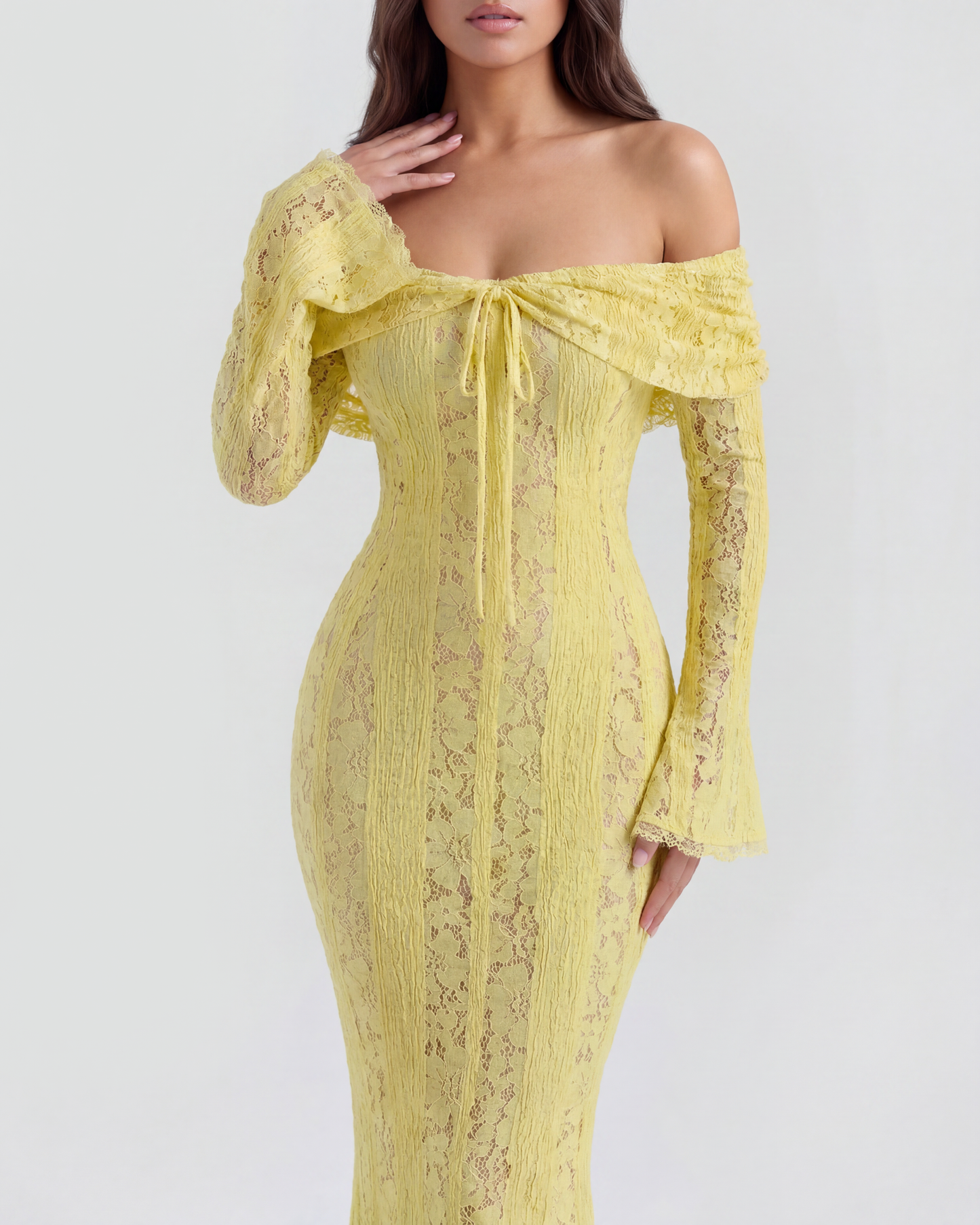 Floral Lace Off-Shoulder Maxi Dress