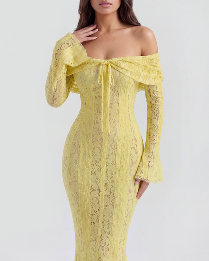 Floral Lace Off-Shoulder Maxi Dress