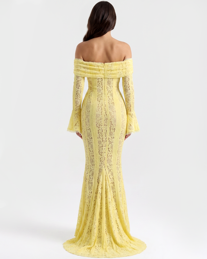 Floral Lace Off-Shoulder Maxi Dress