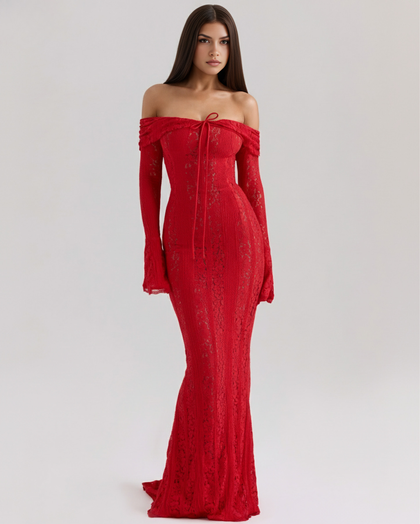 Floral Lace Off-Shoulder Maxi Dress