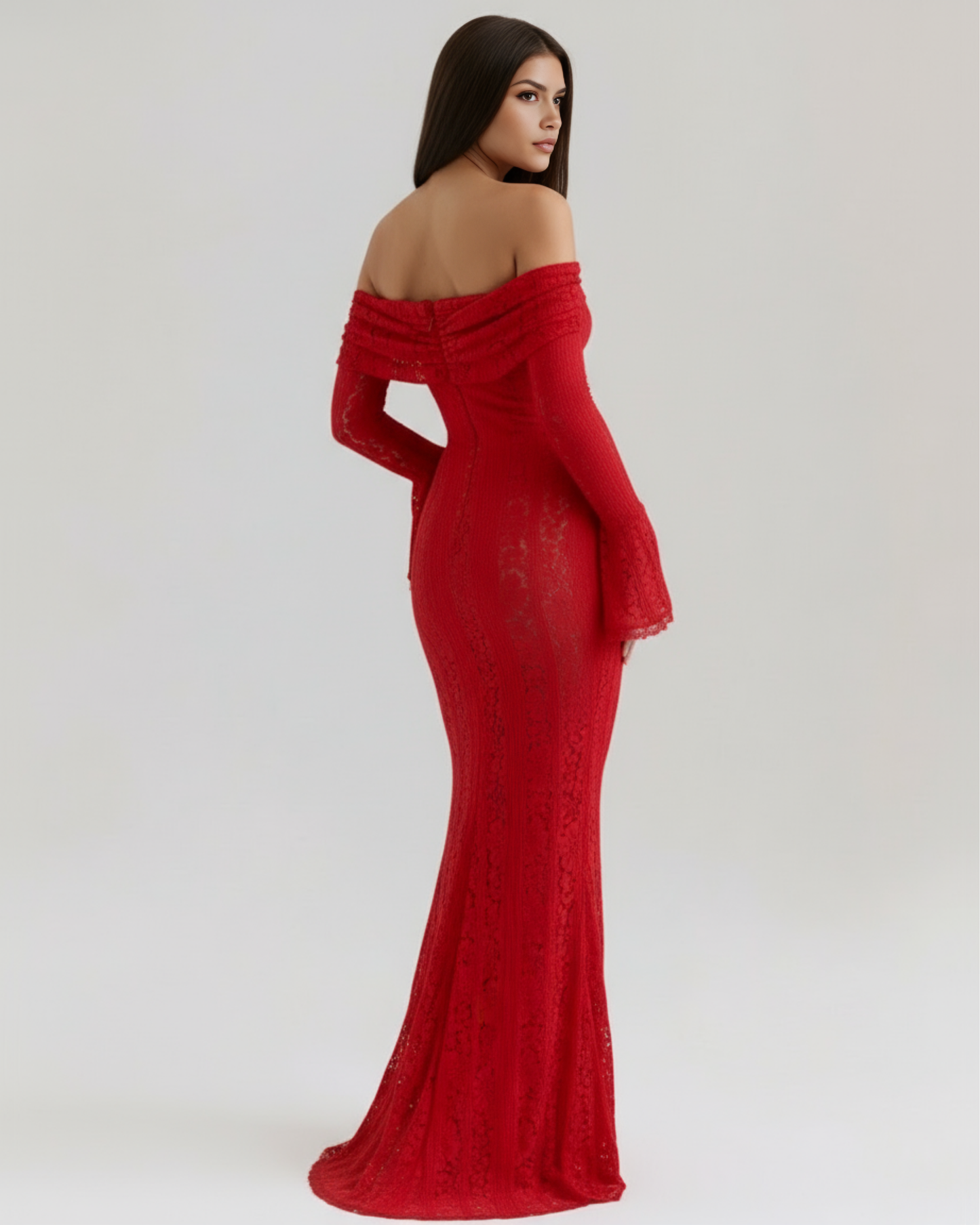 Floral Lace Off-Shoulder Maxi Dress