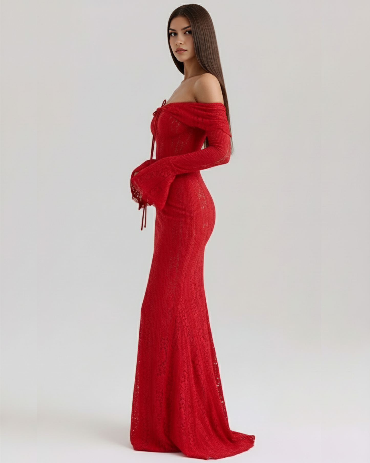 Floral Lace Off-Shoulder Maxi Dress