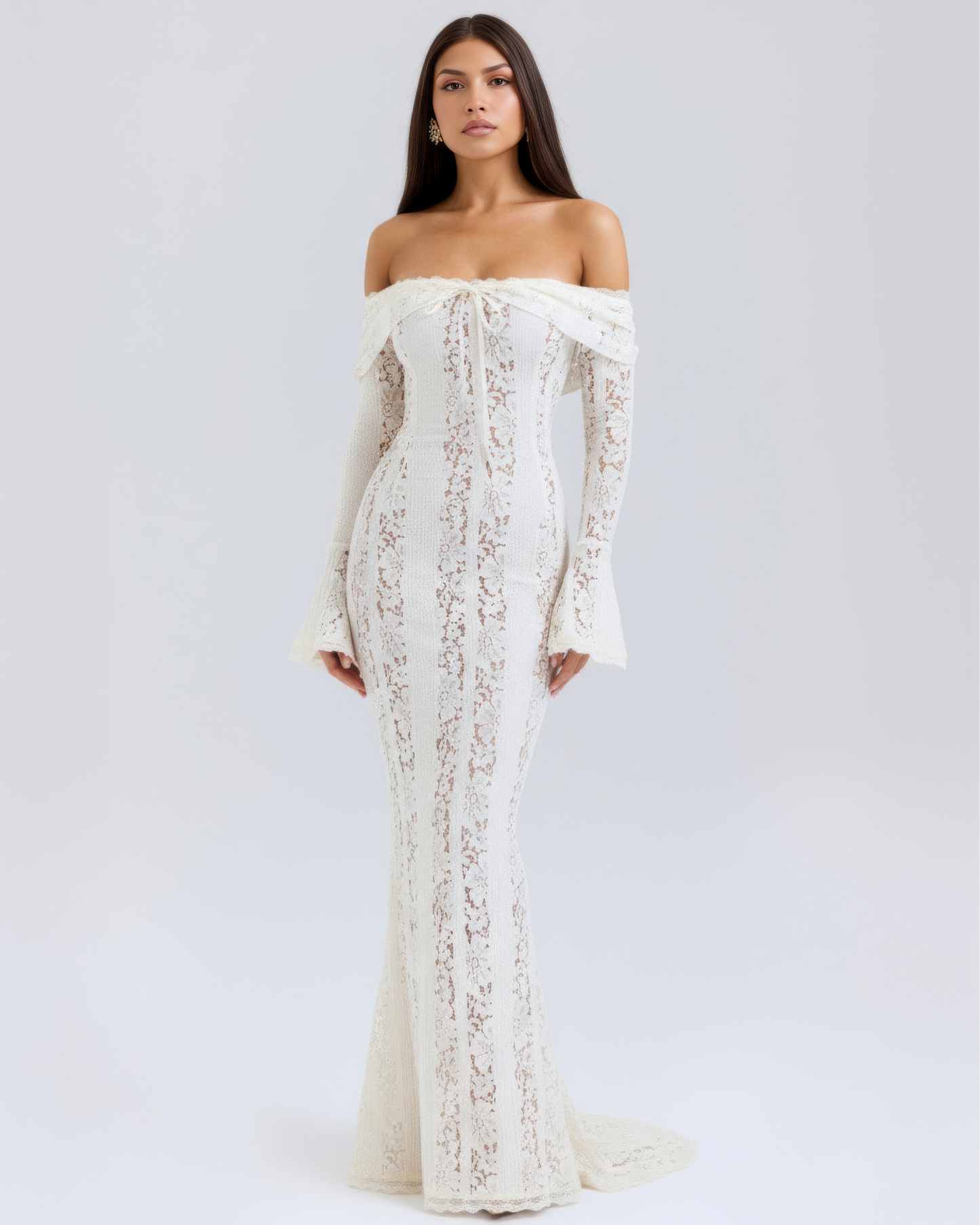 Floral Lace Off-Shoulder Maxi Dress