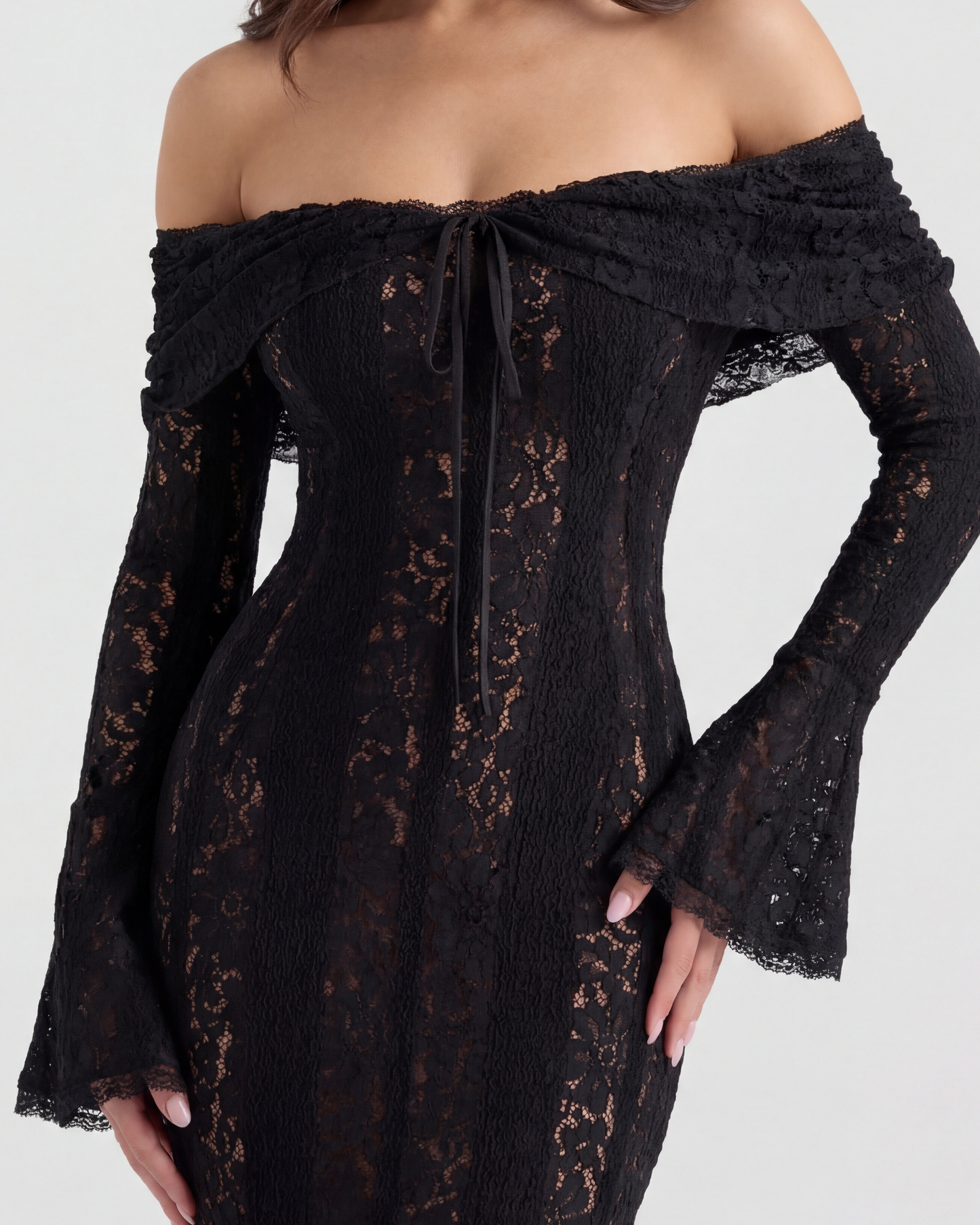 Floral Lace Off-Shoulder Maxi Dress