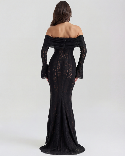 Floral Lace Off-Shoulder Maxi Dress
