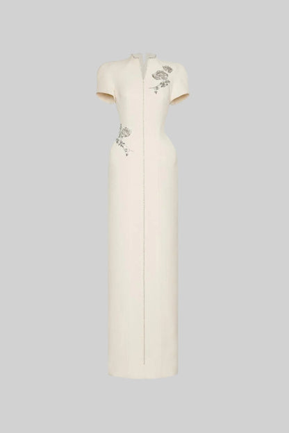 Crystal Appliqué Midi Dress
