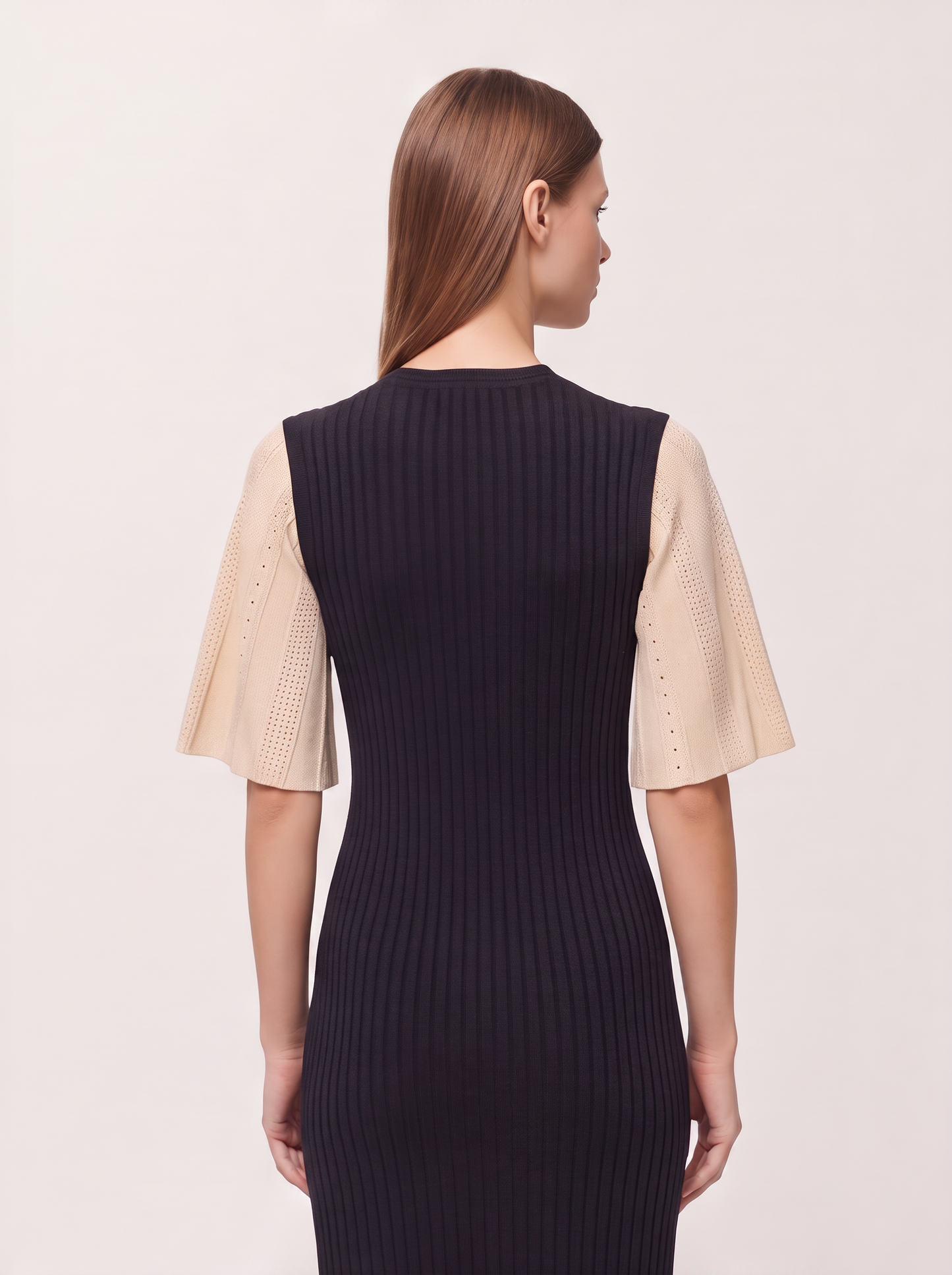 Ribbed Button-Front Knit Midi Dress