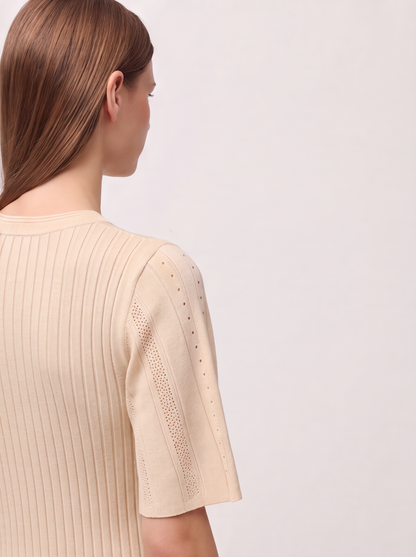 Ribbed Button-Front Knit Midi Dress