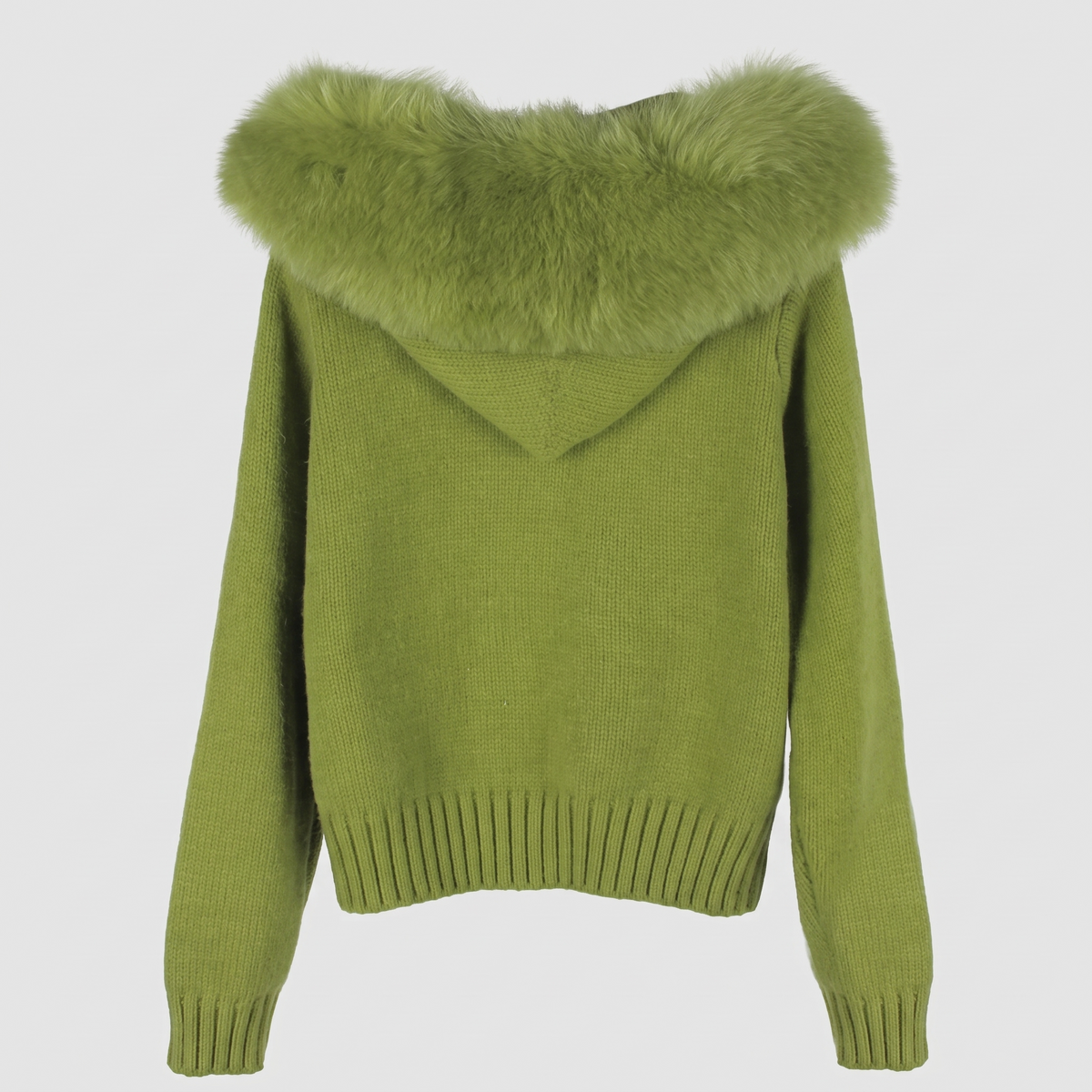Detachable Fur-Collar Wool-Blend Jacket