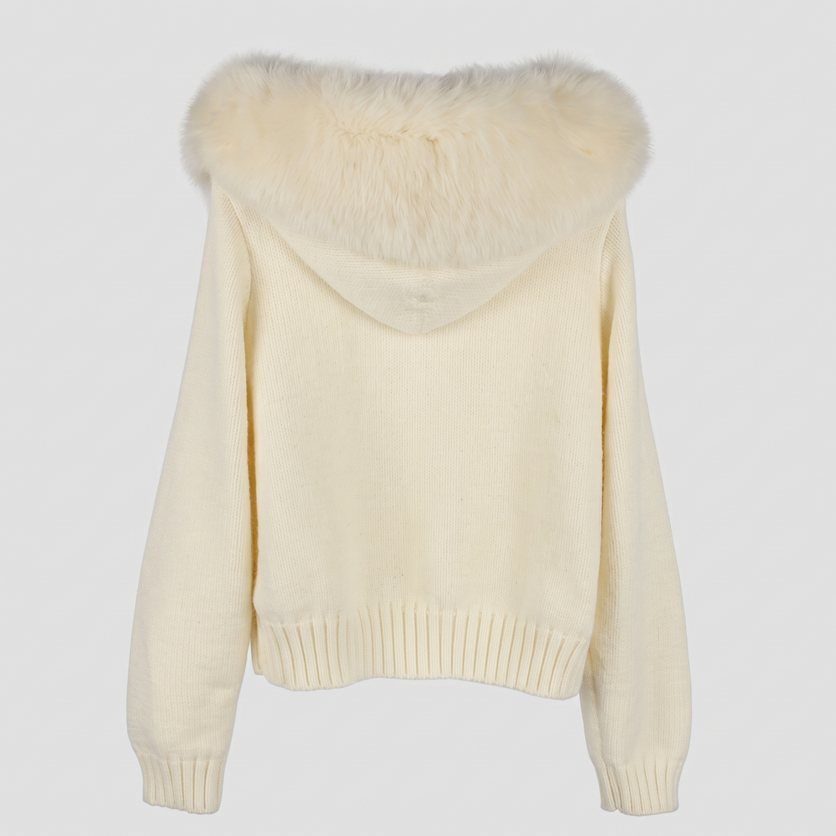 Detachable Fur-Collar Wool-Blend Jacket