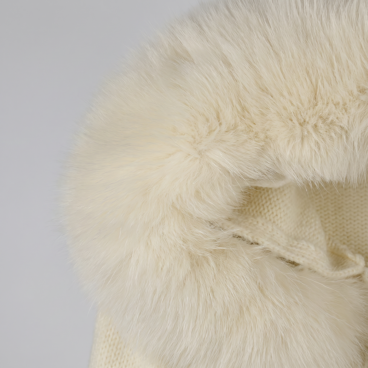 Detachable Fur-Collar Wool-Blend Jacket