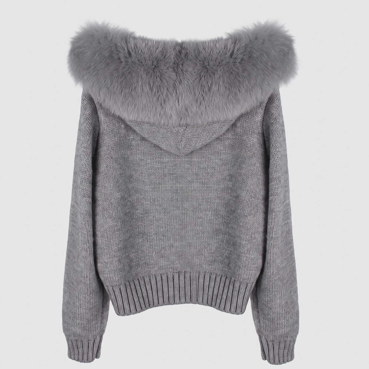 Detachable Fur-Collar Wool-Blend Jacket