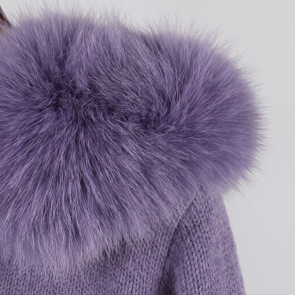 Detachable Fur-Collar Wool-Blend Jacket