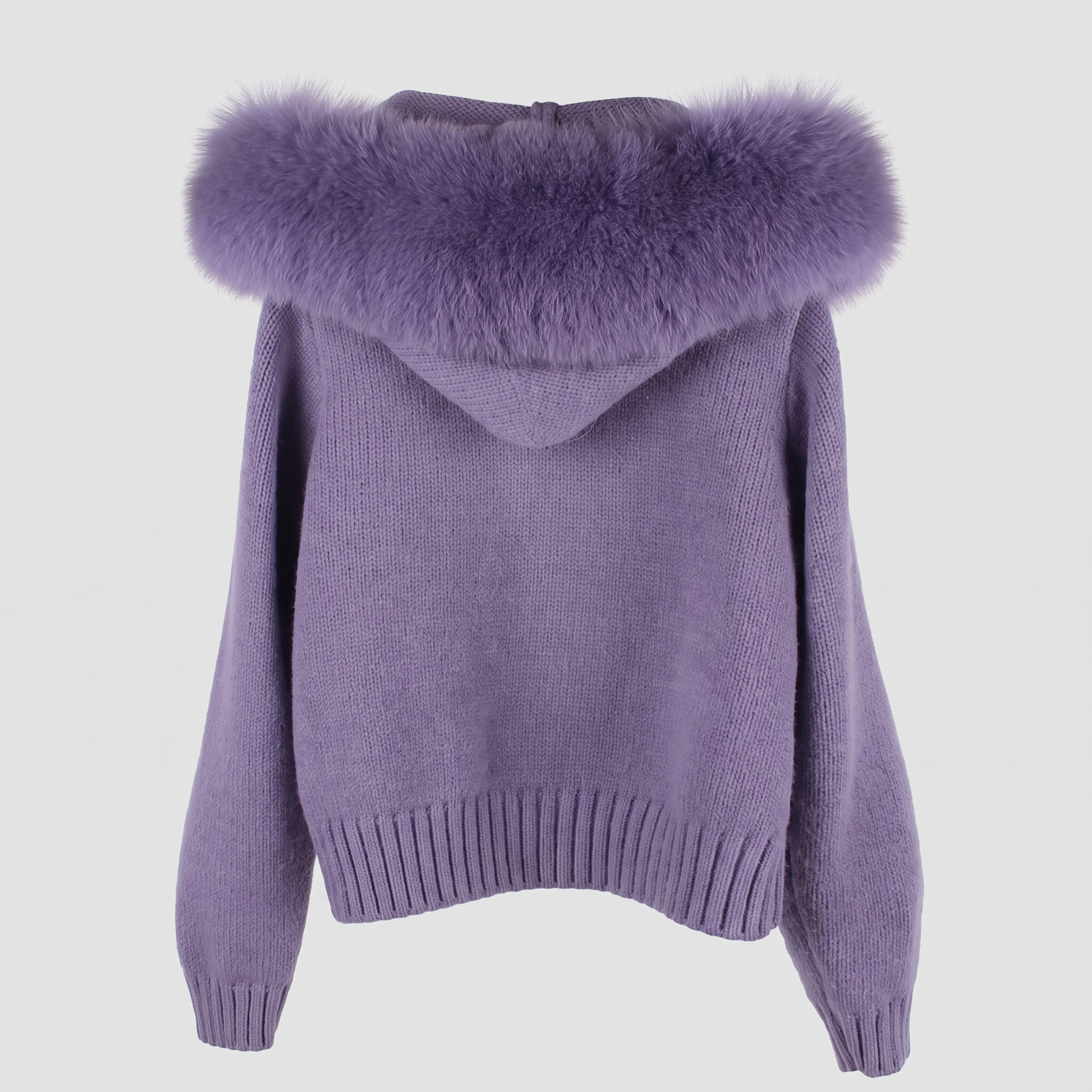 Detachable Fur-Collar Wool-Blend Jacket