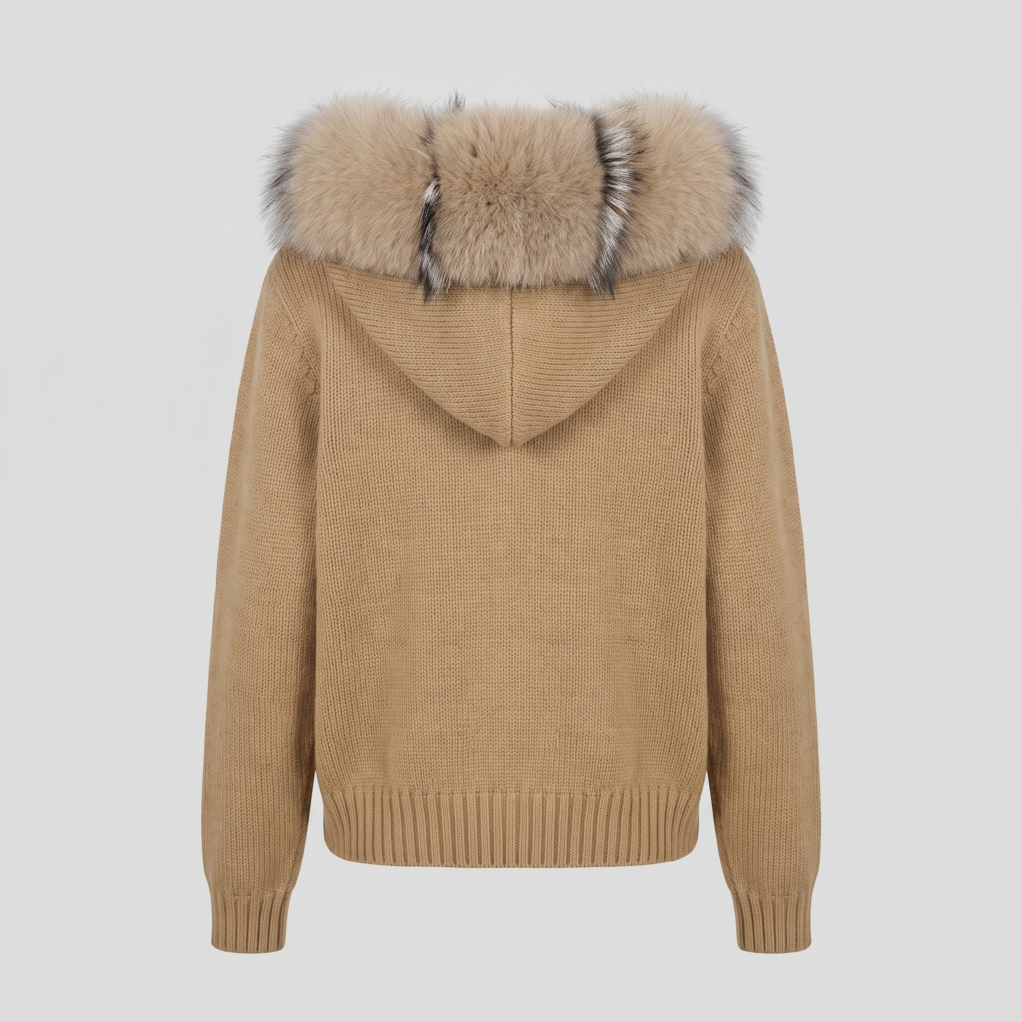 Detachable Fur-Collar Wool-Blend Jacket | LUVIERA