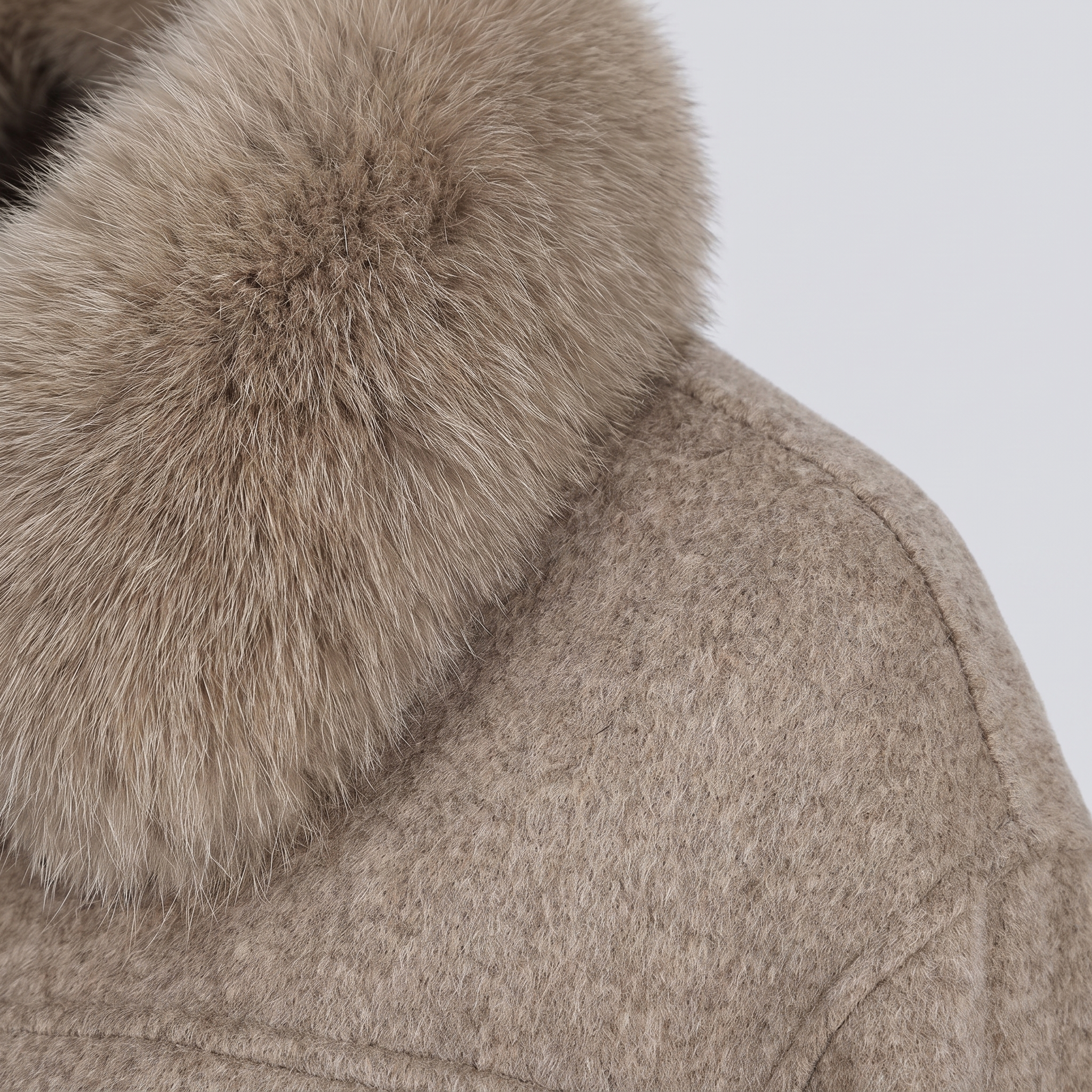 Detachable Fox-Fur Collar Cashmere Jacket