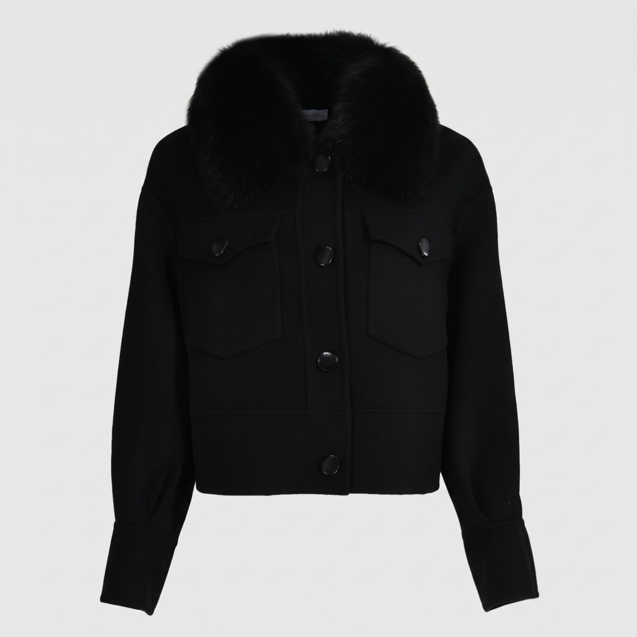 Detachable Fox-Fur Collar Cashmere Jacket