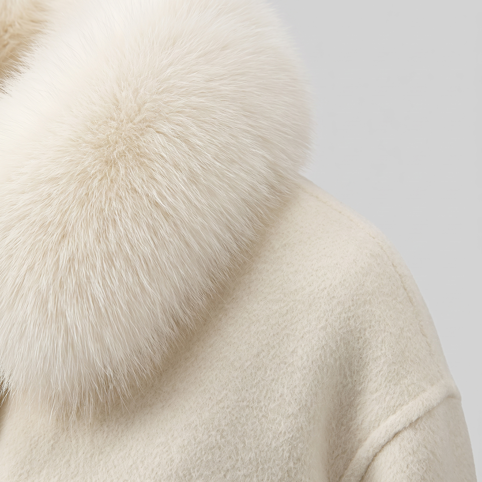Detachable Fox-Fur Collar Cashmere Jacket
