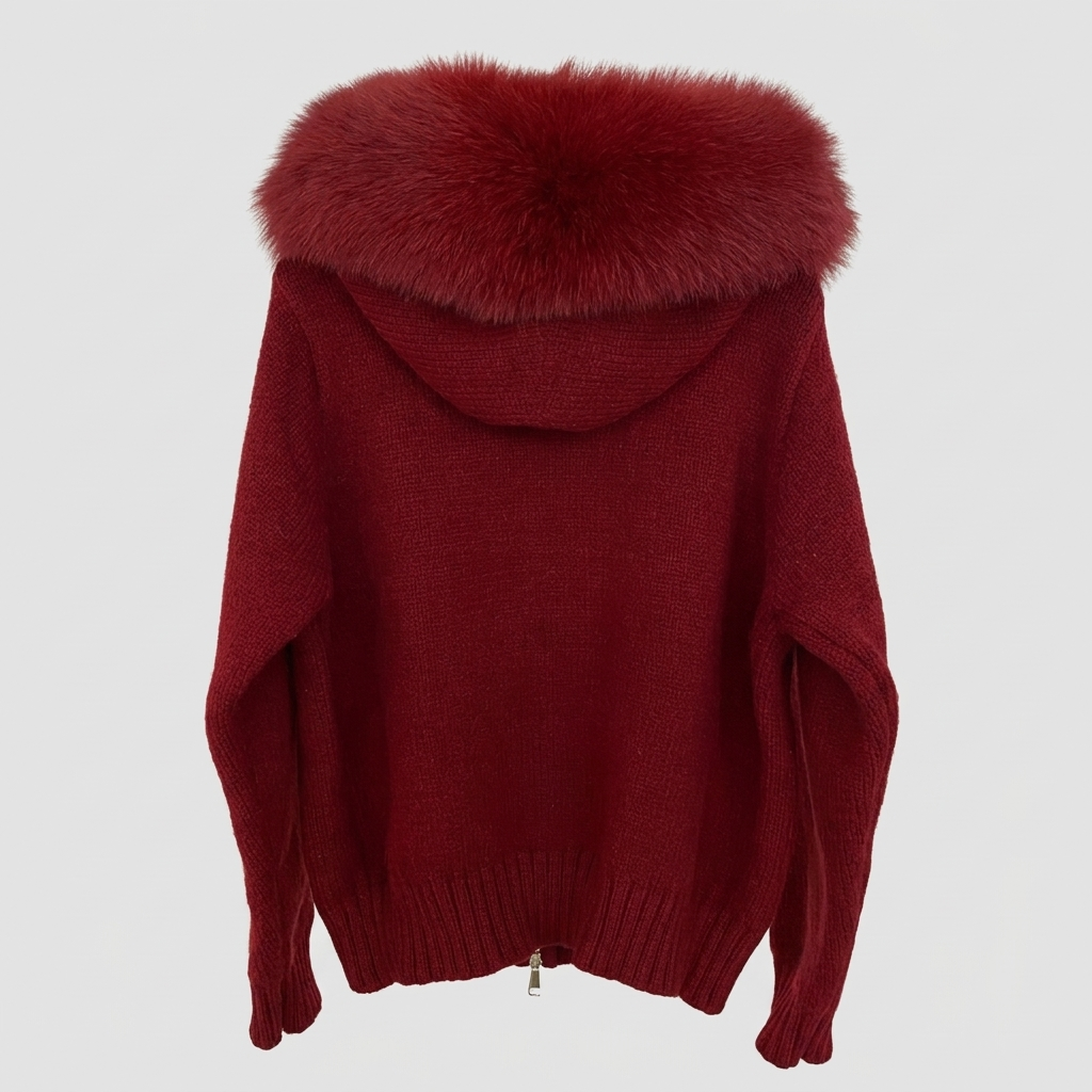 Detachable Fur-Collar Wool-Blend Jacket