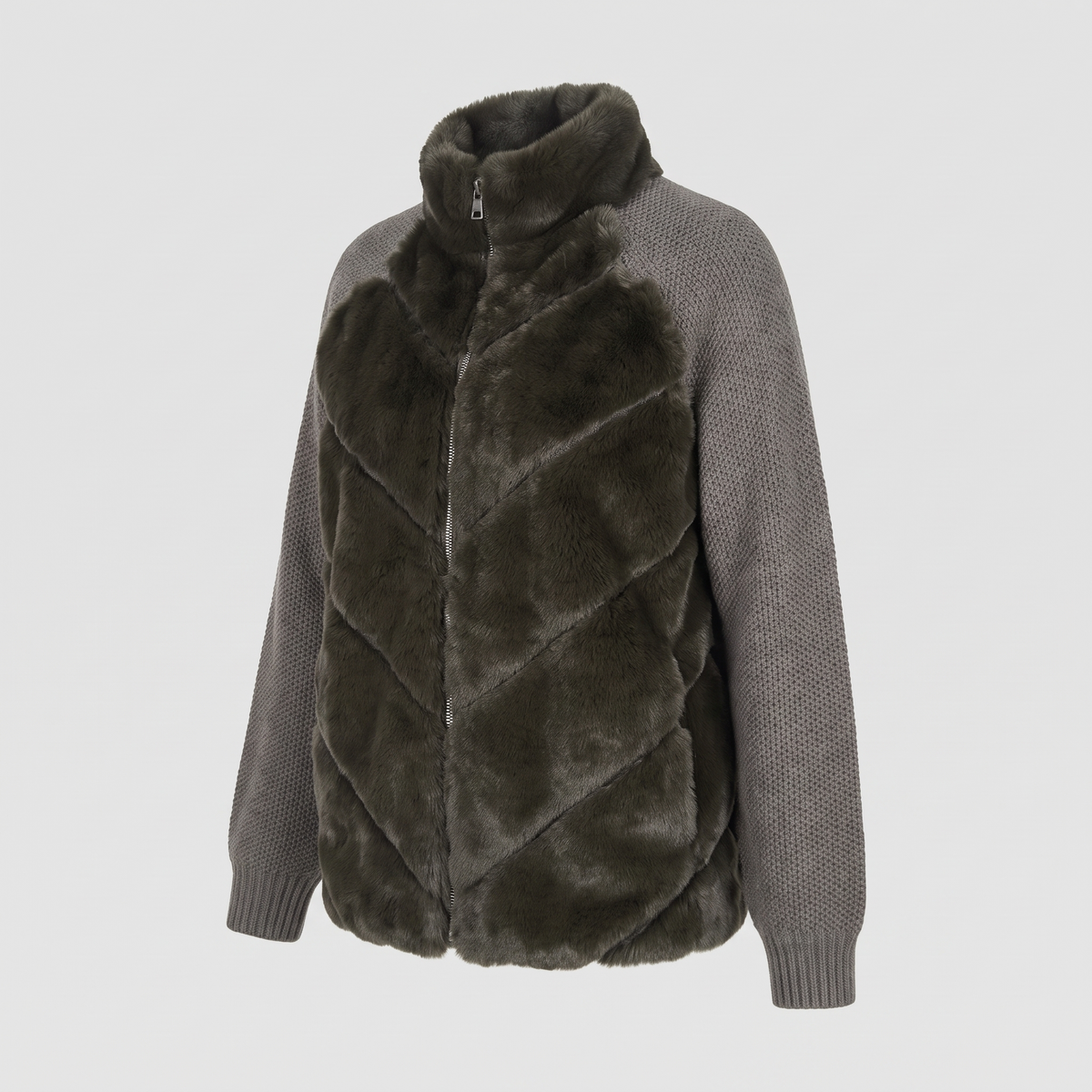 Rex Fur & Wool Knit Jacket