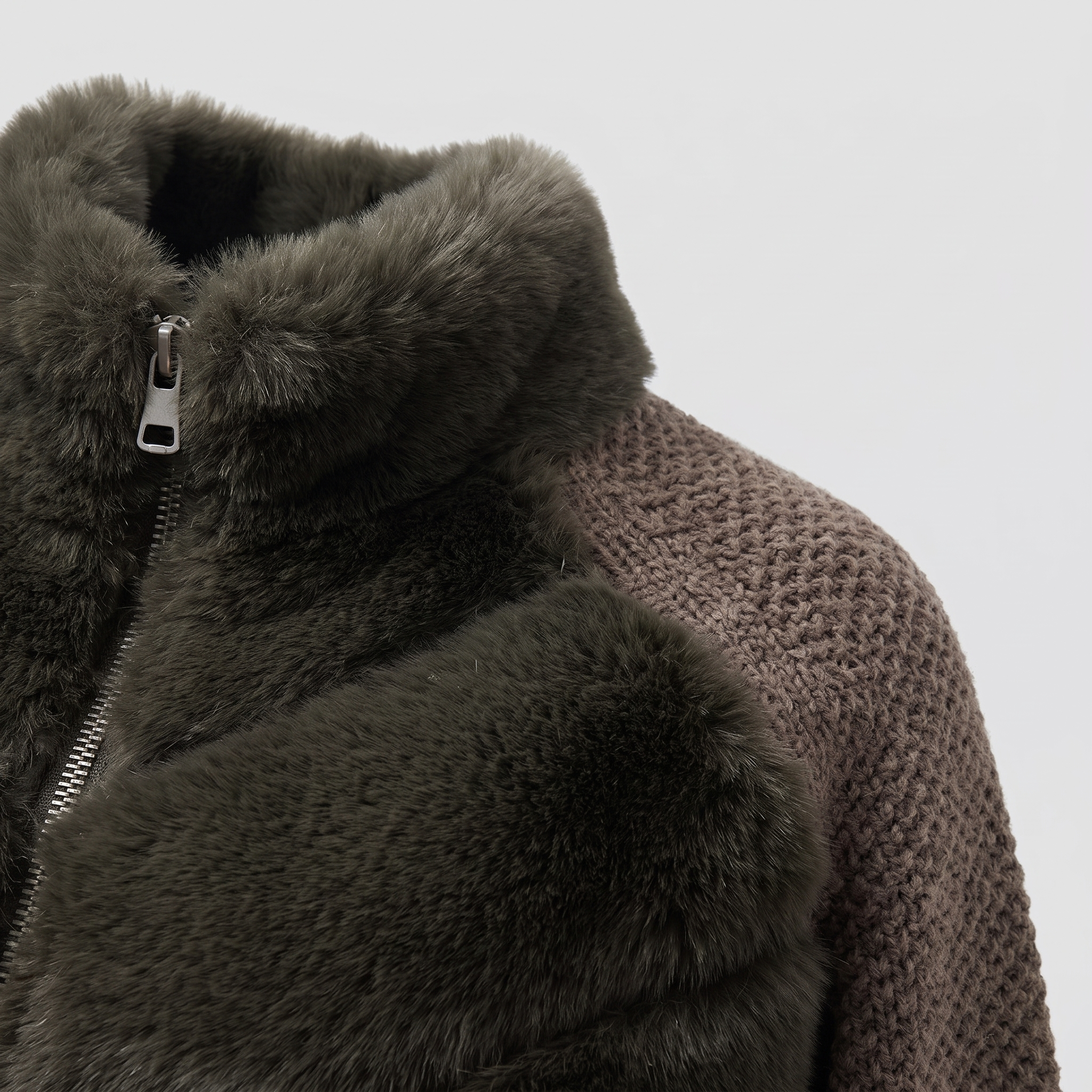 Rex Fur & Wool Knit Jacket