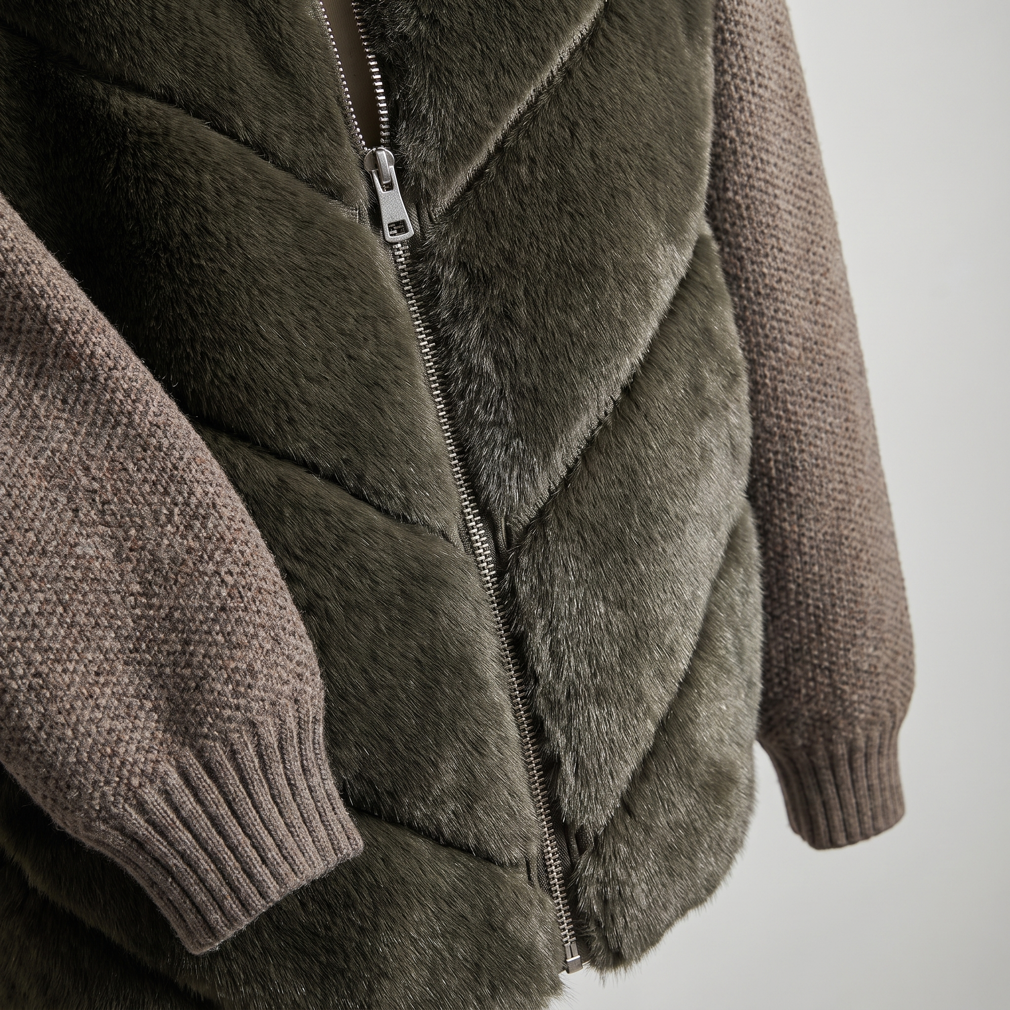 Rex Fur & Wool Knit Jacket