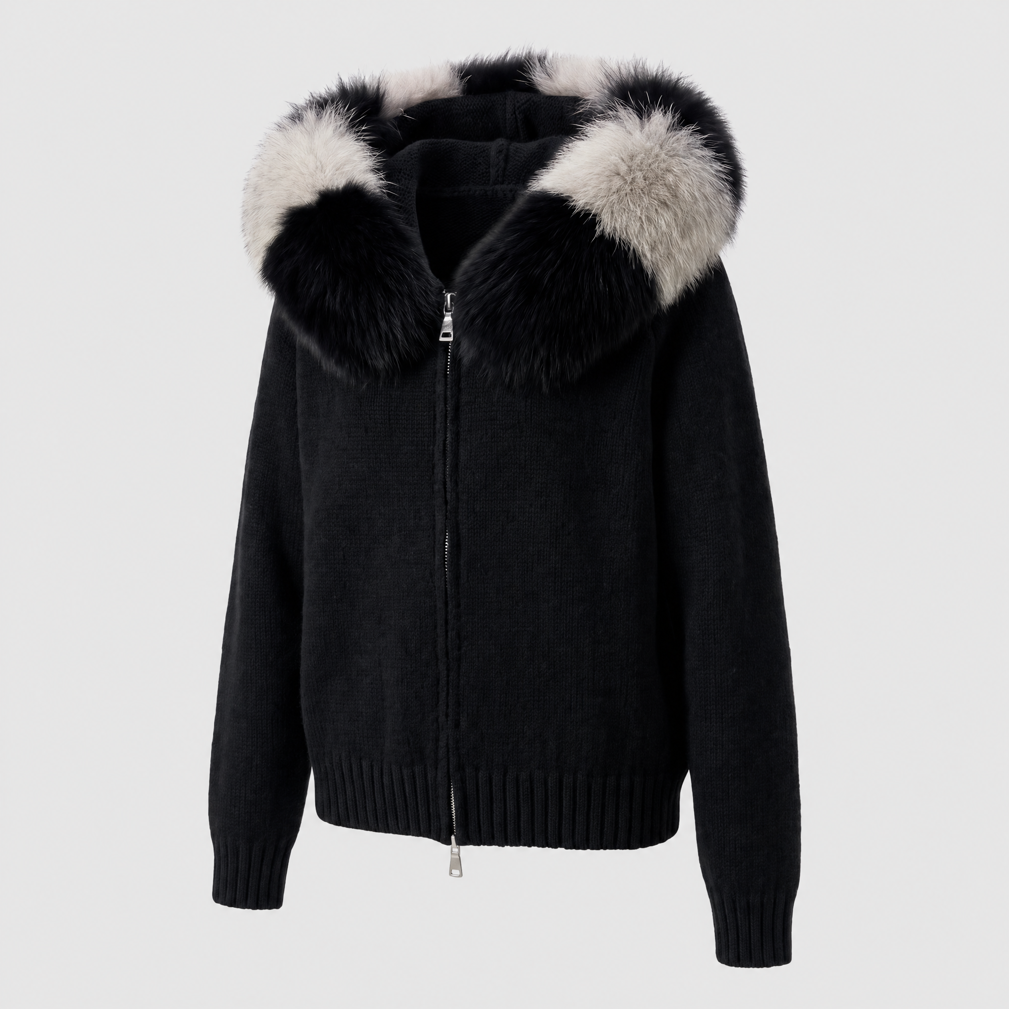 Detachable Fur-Collar Wool-Blend Jacket | LUVIERA