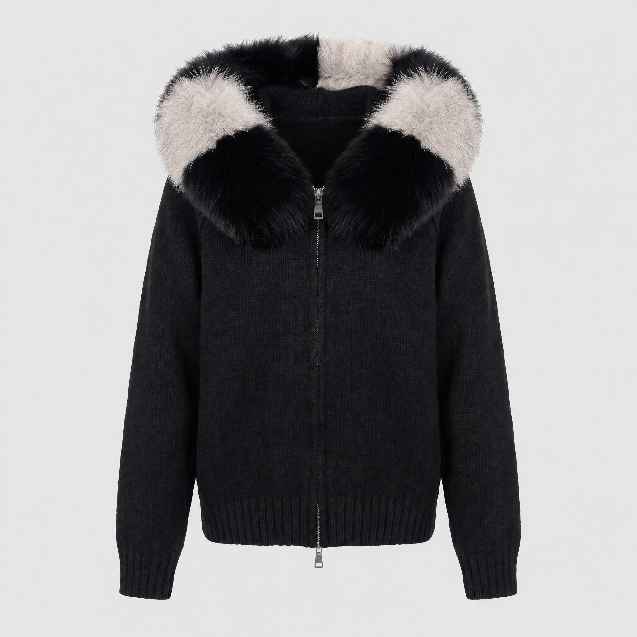 Detachable Fur-Collar Wool-Blend Jacket | LUVIERA