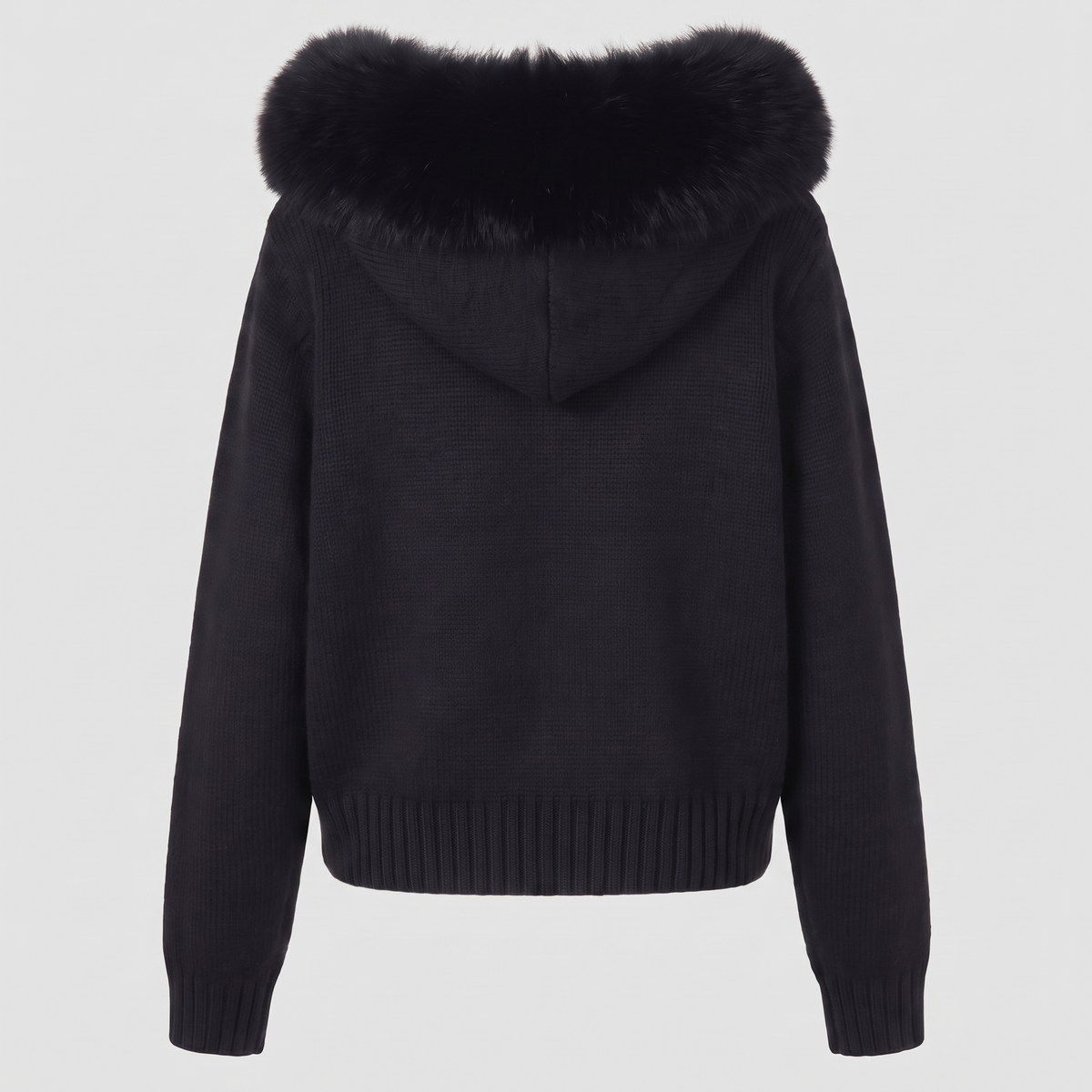 Detachable Fur-Collar Wool-Blend Jacket